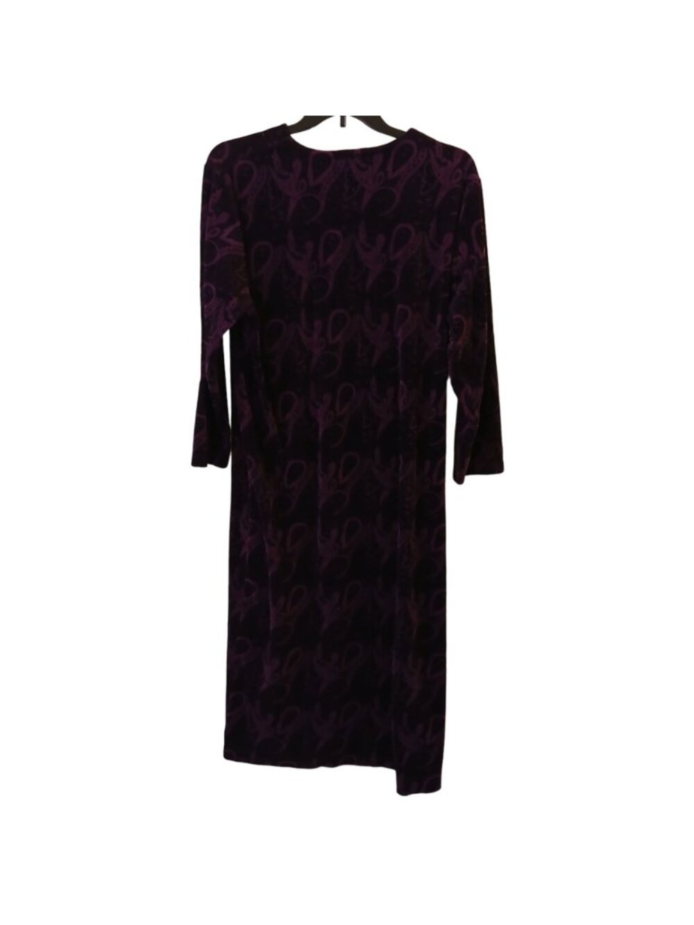 Charter Club Intimates Medium Velour Long Robe Purple Paisley Zipper #C-36 - Picture 8 of 10